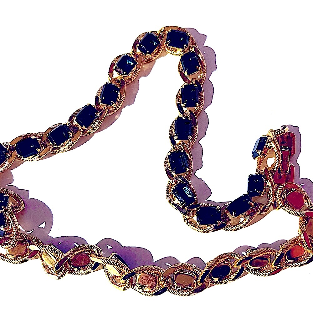 Givenchy Vintage Sapphire Crystal Rope Chain Link Necklace - Picture 2 of 15